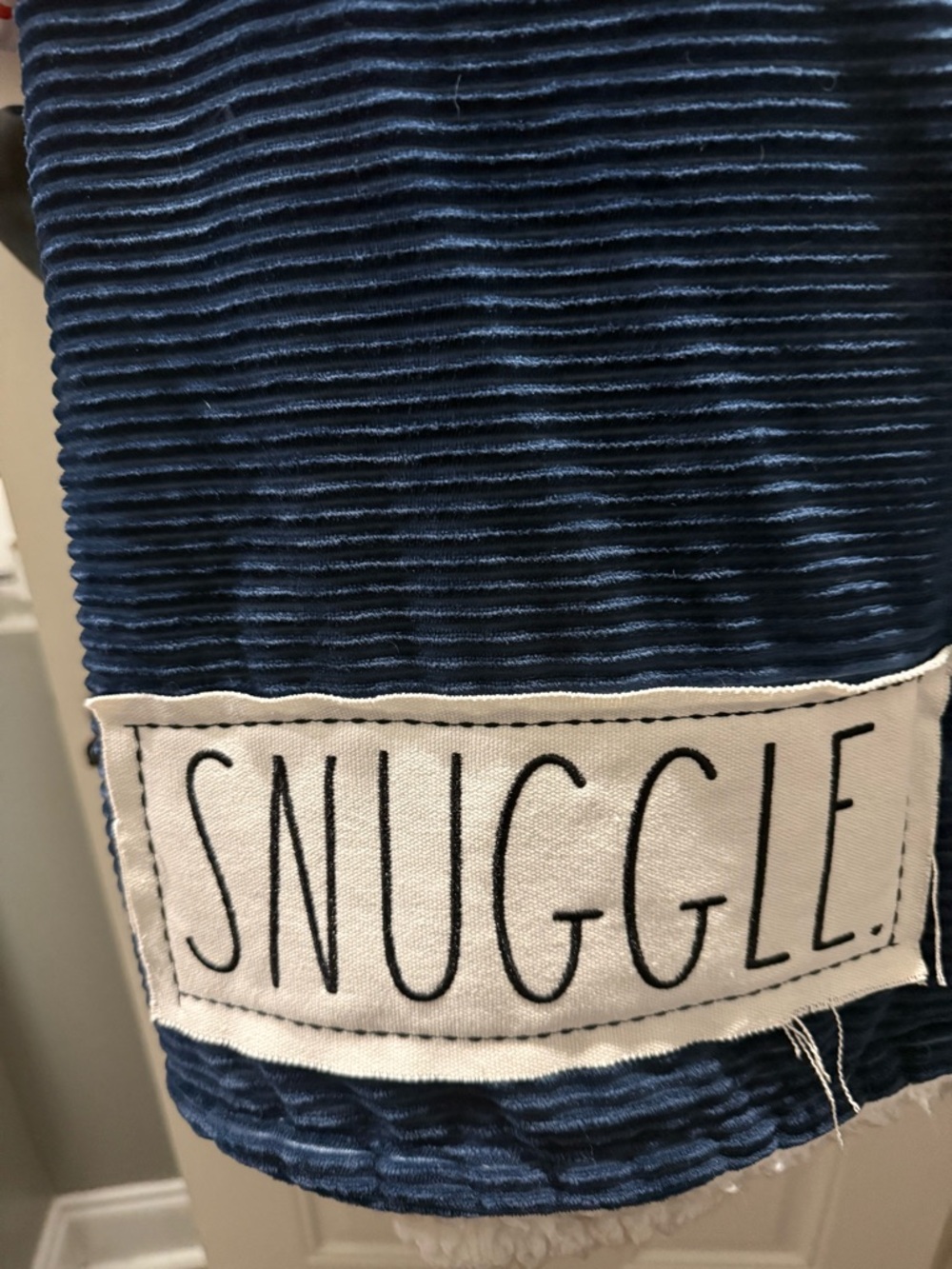 Snuggle Blue Ribbed Rae Dunn Throw Blanket